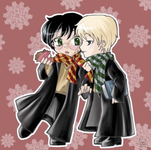 Harry/Draco fanart. I do not recommend searching for this pair in Google images
